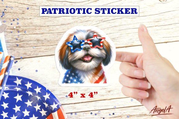 Download Patriotic USA Shih Tzu Dog Sticker - Dog sticker Collection