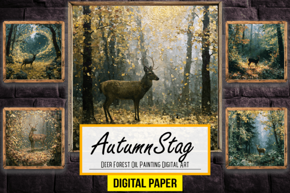 Download Deer Forest Oil Painting Digital Artwork - Digital artwork Collection