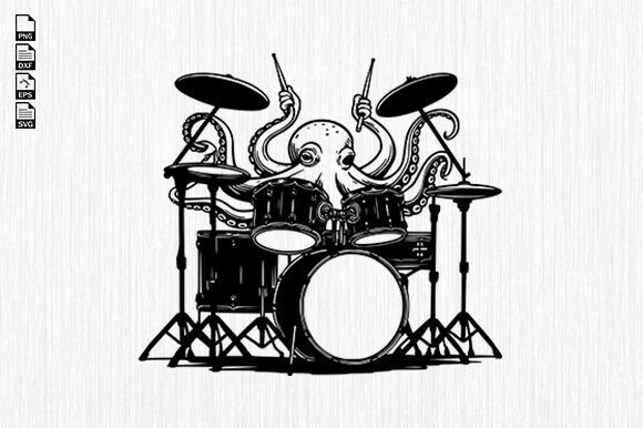 Download Funny Octopus Playing Drums T-Shirt - Funny Collection