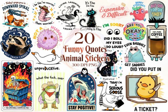 Download Funny Quotes Animal Stickers Bundle - Funny Collection