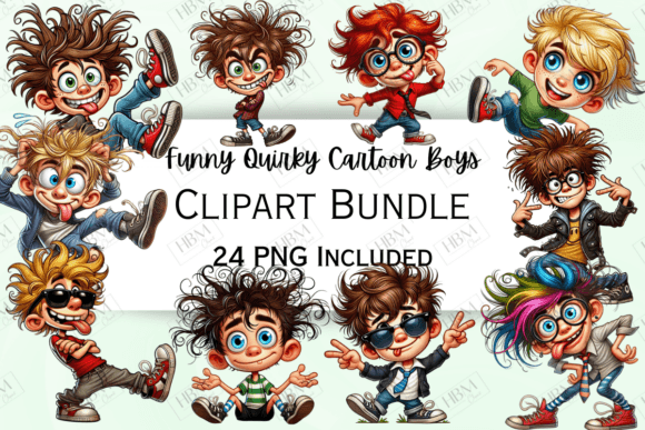 Download Funny Cartoon Quirky Boys Clipart - Funny Collection
