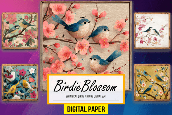Download Whimsical Birds Nature Digital Artwork - Digital artwork Collection