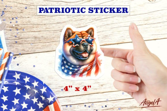 Download Patriotic USA Dog Sticker Shar Pei PNG - Dog sticker Collection