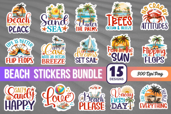 Download Beach Sticker Png Bundle - Beach sticker Collection