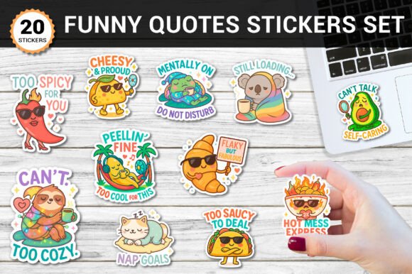 Download Funny Quotes Stickers Set PNG - Funny Collection