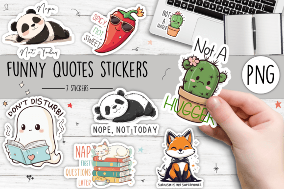 Download Funny Quotes Stickers Set SVG - Funny Collection