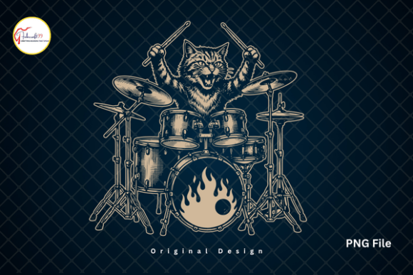 Download Funny Cat Playing Drums Drummer Tshirt - Funny Collection