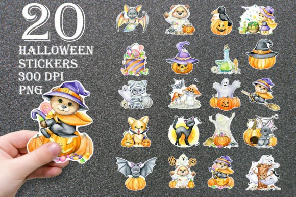 Download Halloween, Funny Animal Stickers. Set - Funny Collection