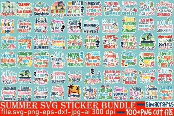 Download Funny Summer Sticker SVG Bundle - Funny Collection