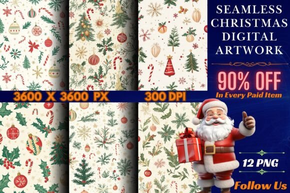 Download Seamless Christmas Digital Artwork - Digital artwork Collection